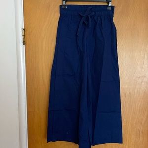 NWT Vince wide leg cotton drawstring cotton cullotes pants navy blue